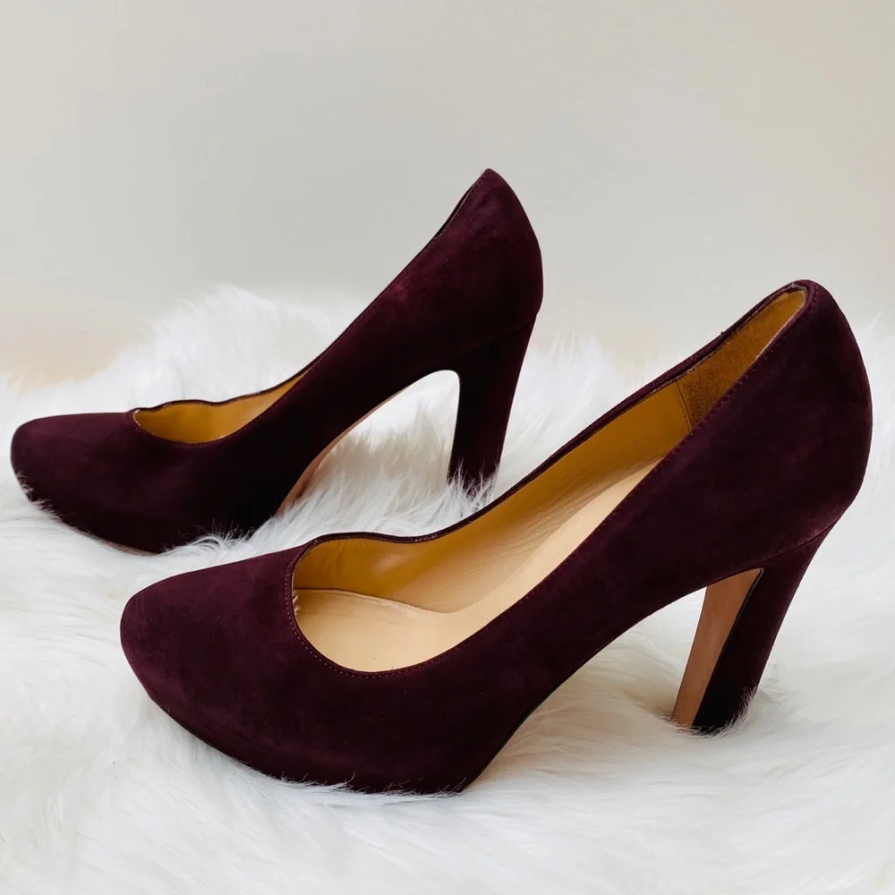 KATE SPADE Made in Italy Burgundy Suede Platform Pumps